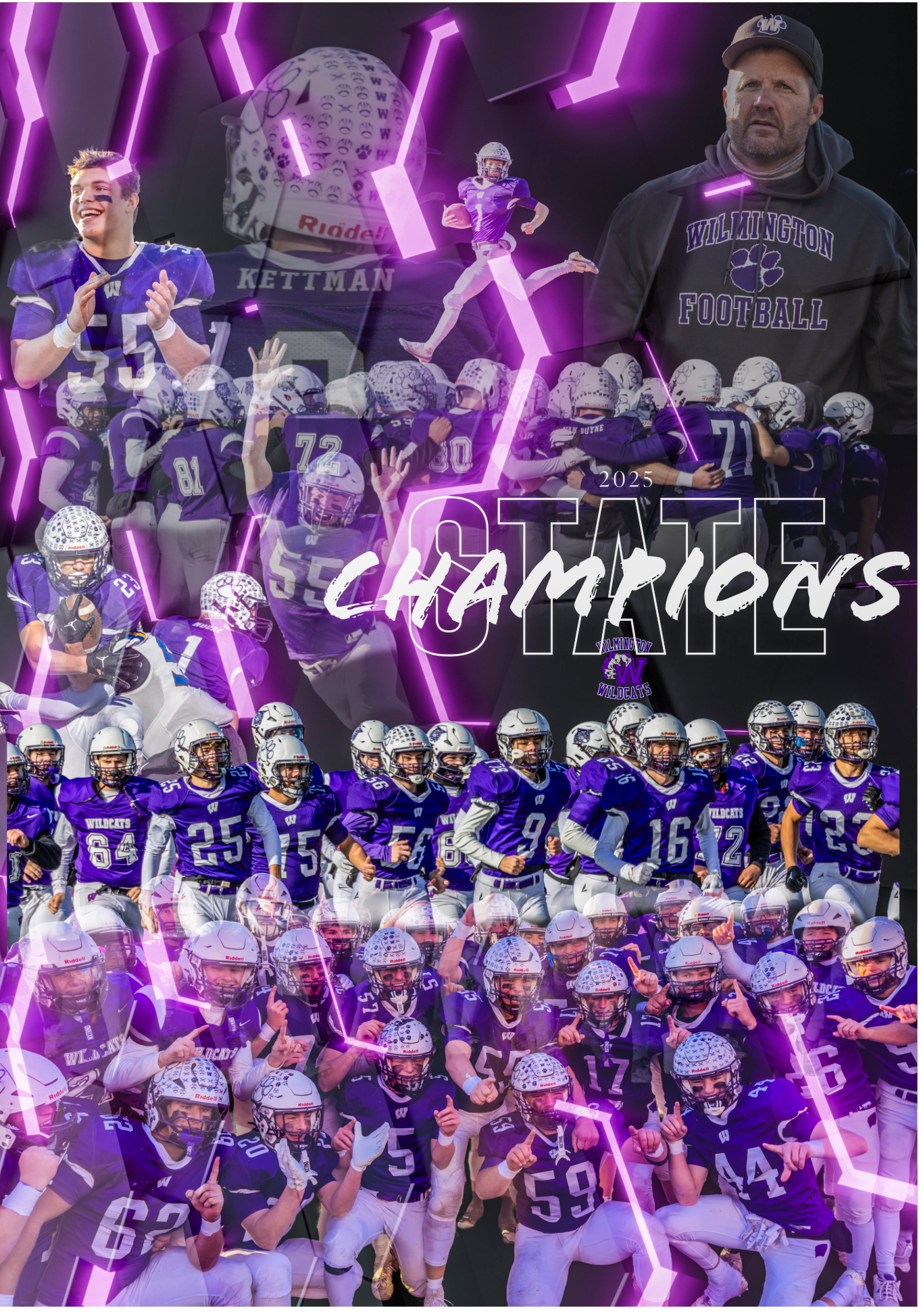 16x20 Framed - Wilmington Football State Champions Fine Art Print - 2025
