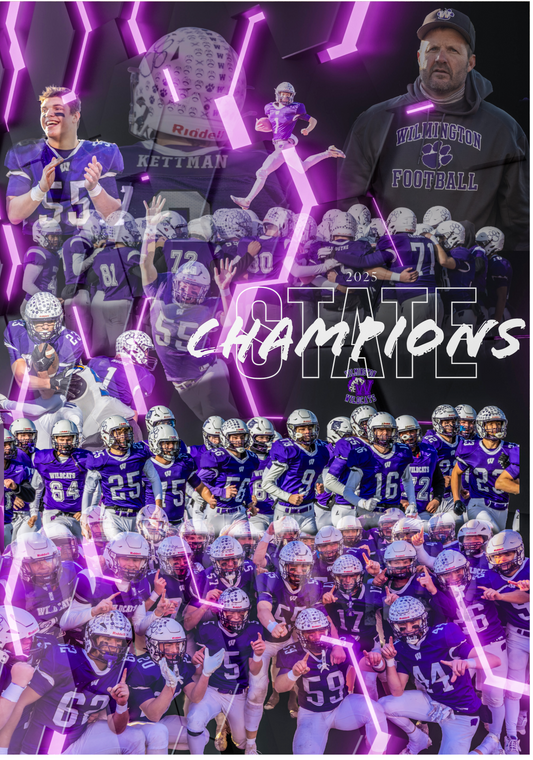 16x20 Framed - Wilmington Football State Champions Fine Art Print - 2025