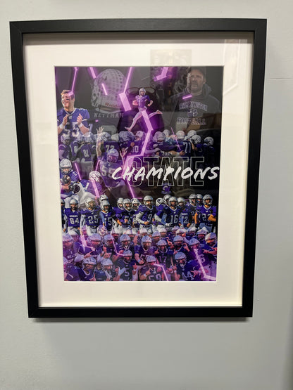 16x20 Framed - Wilmington Football State Champions Fine Art Print - 2025